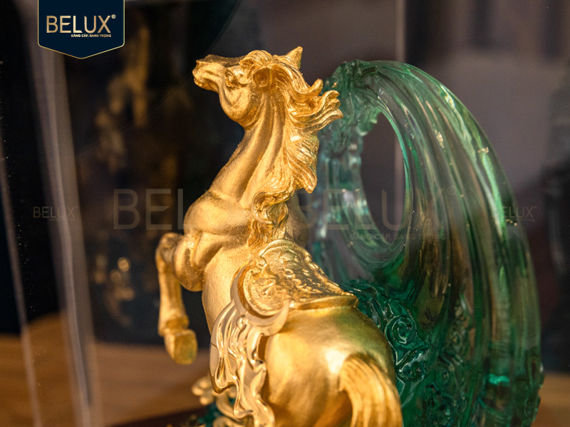 Tượng Ngựa Tuấn Mã dát vàng 24k&nbsp;18x15x12cm